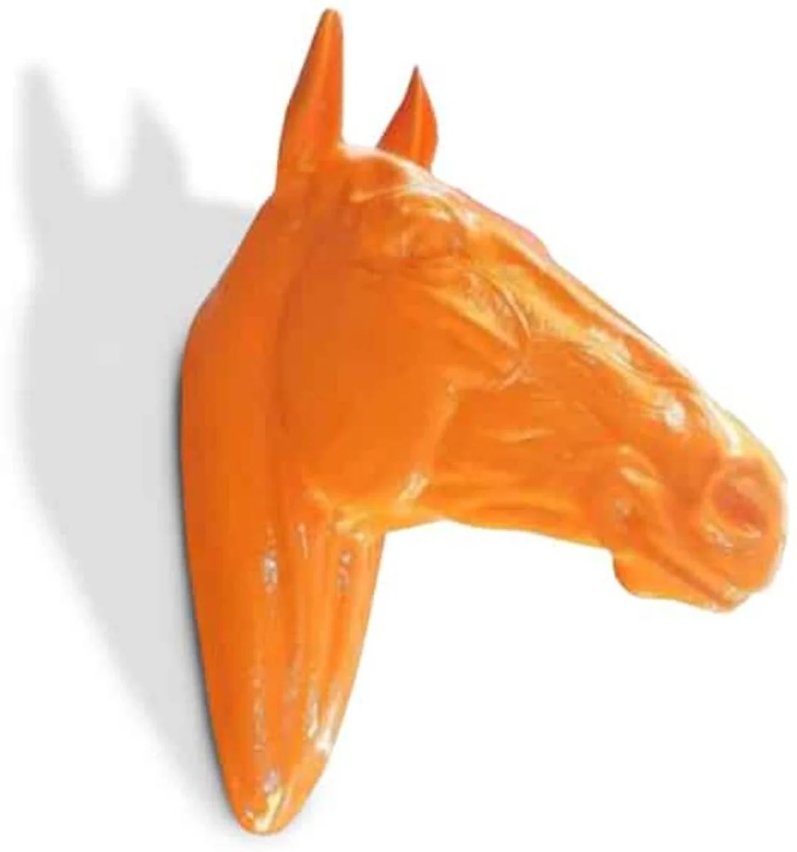 Casa Padrino escultura de decoración de pared de lujo cabeza de caballo naranja 22 x 57 x A. 76 cm - Figura decorativa resistente a la intemperie - Decoración Salón Jardín Terraza