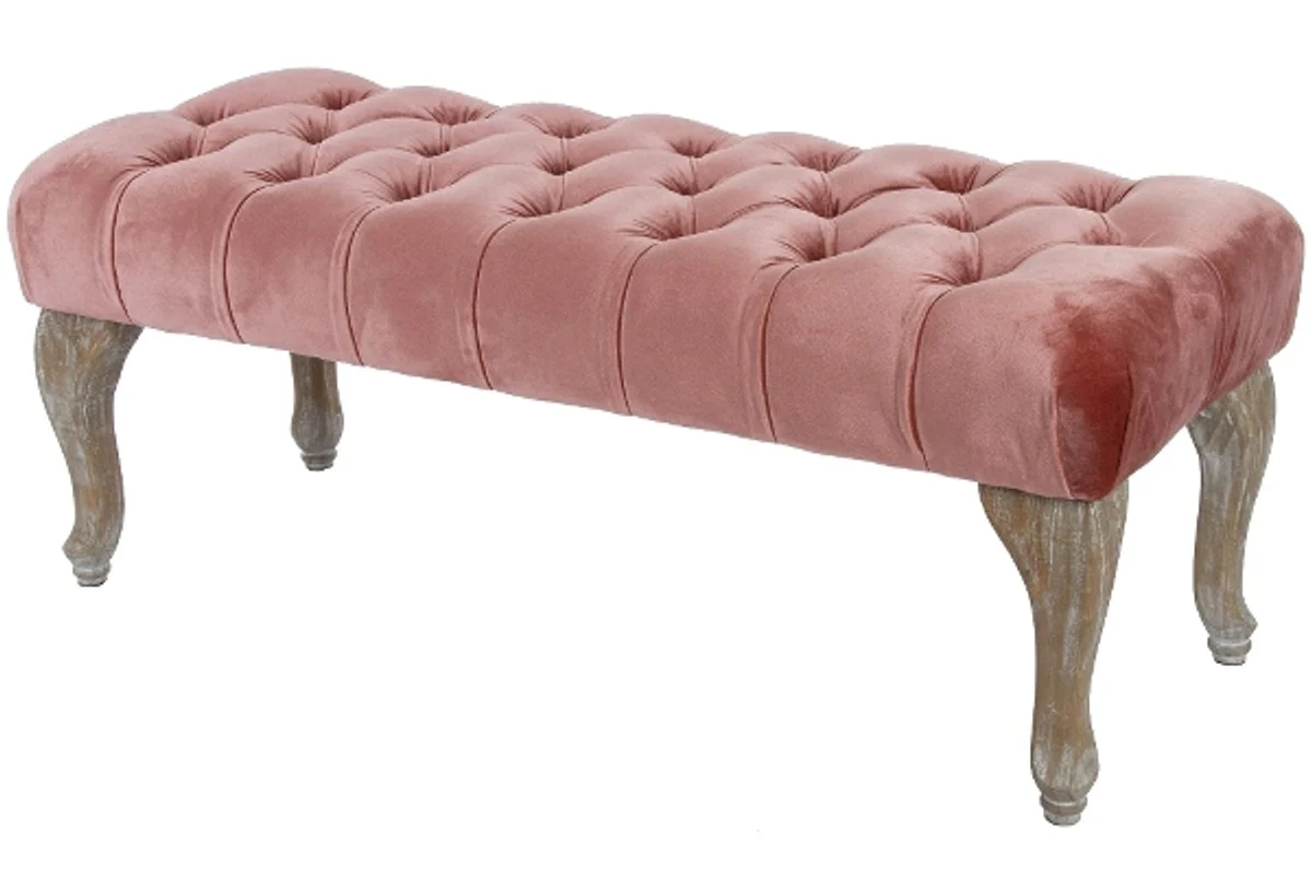 Casa Padrino banco de estilo barroco rosa / marrón antiguo 100 x 40 x H. 42 cm - Mueble Barroco