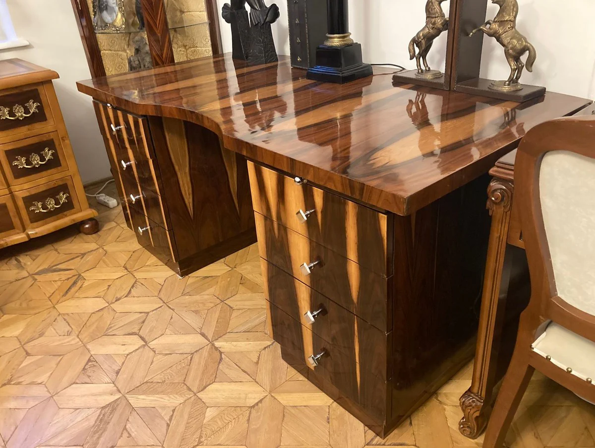 Casa Padrino escritorio Art Deco marr¨®n 180 x 90 x A. 81 cm - Mesa de oficina de madera maciza - Escritorio de computadora - Muebles de oficina - Muebles de lujo - Calidad de lujo