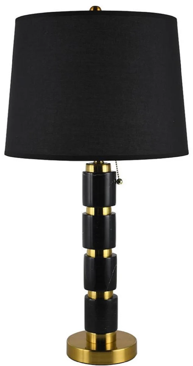 Casa Padrino l¨¢mpara de mesa de m¨¢rmol de lujo negro / oro A. 70 cm