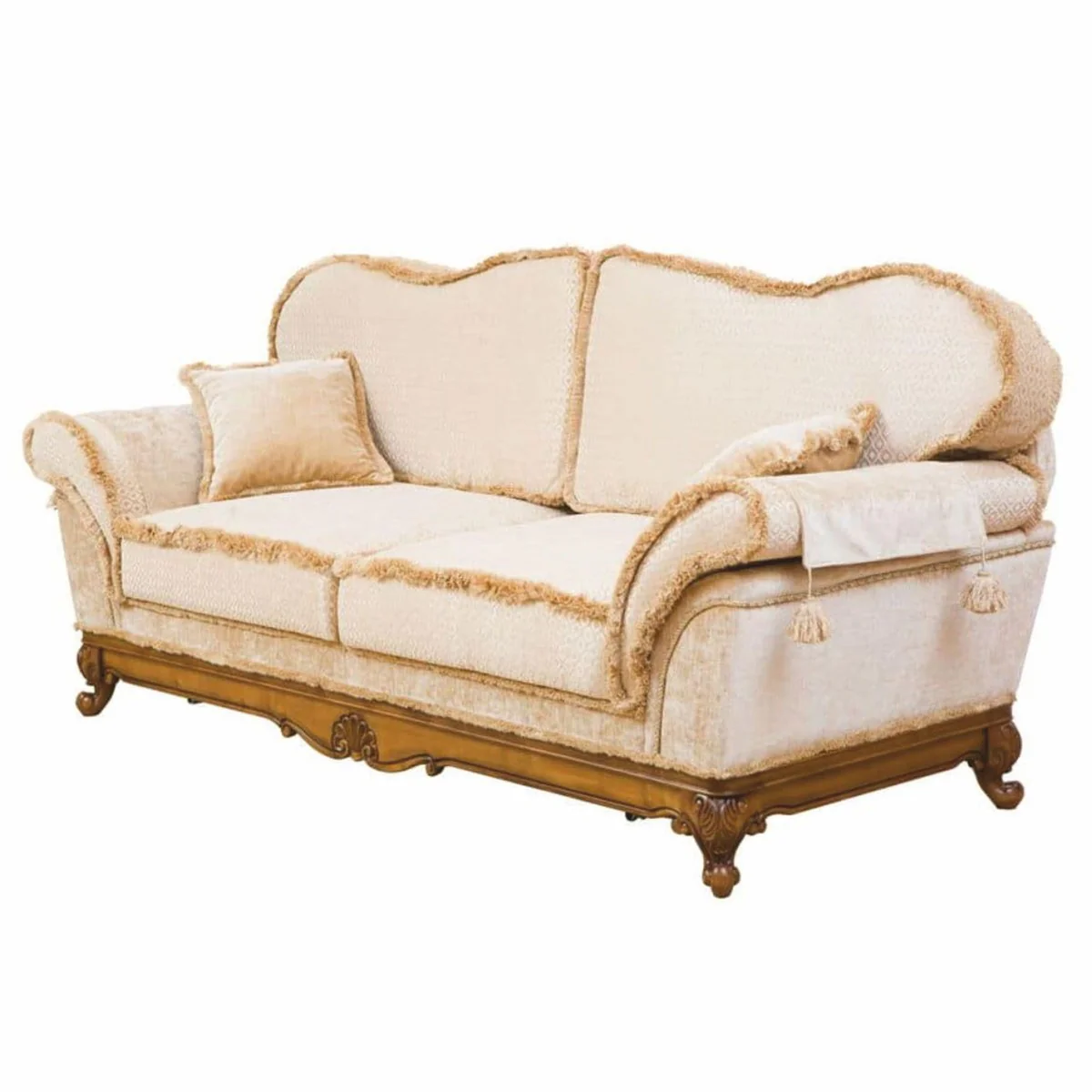 Casa Padrino sof¨¢ barroco de lujo crema / marr¨®n 210 cm - Muebles de sal¨®n barrocos