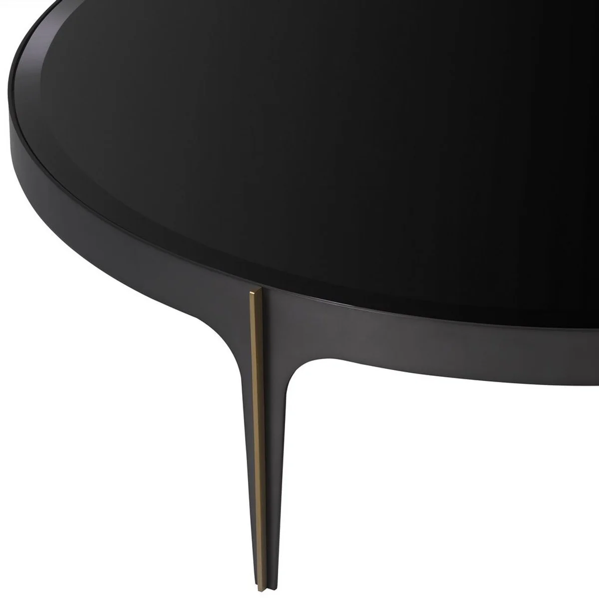 Casa Padrino mesa de centro de lujo bronce / lat¨®n / negro ? 124 x A. 34,5 cm - Mesa de sal¨®n redonda de acero inoxidable con tapa de vidrio - Muebles de sal¨®n de lujo