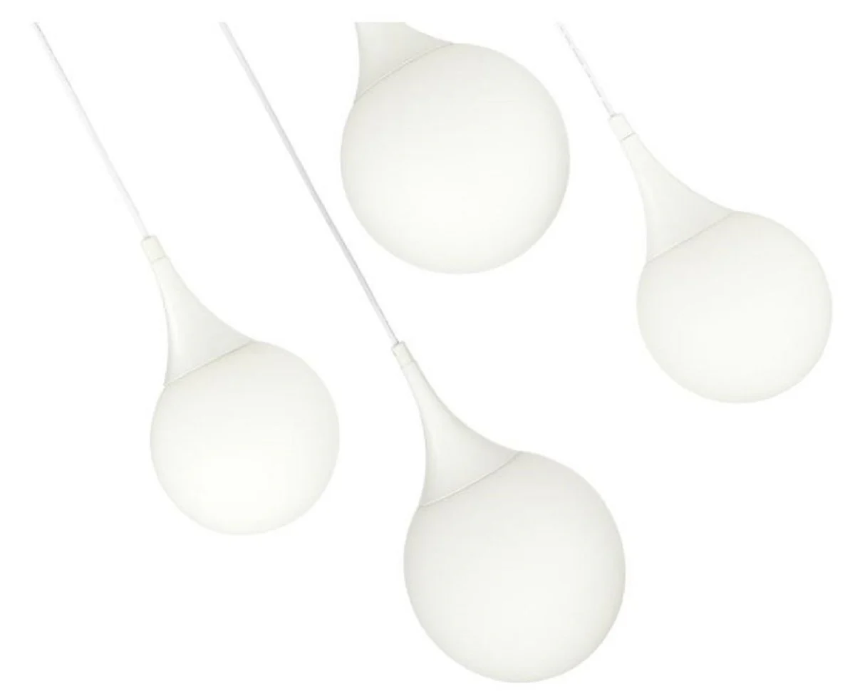 Casa Padrino lámpara de suspensión LED plata / blanco Ø 52,5 x H. 150 cm - Lámpara Colgante con Pantallas de Vidrio Esmerilado