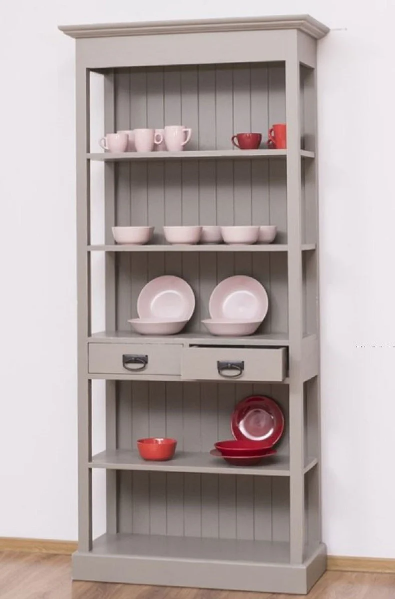 Casa Padrino armario de estilo campestre shabby chic gris antiguo 91 x 39 x A. 197 cm - Armario de comedor de estilo campestre - Muebles de madera maciza - Muebles de estilo campestre shabby chic