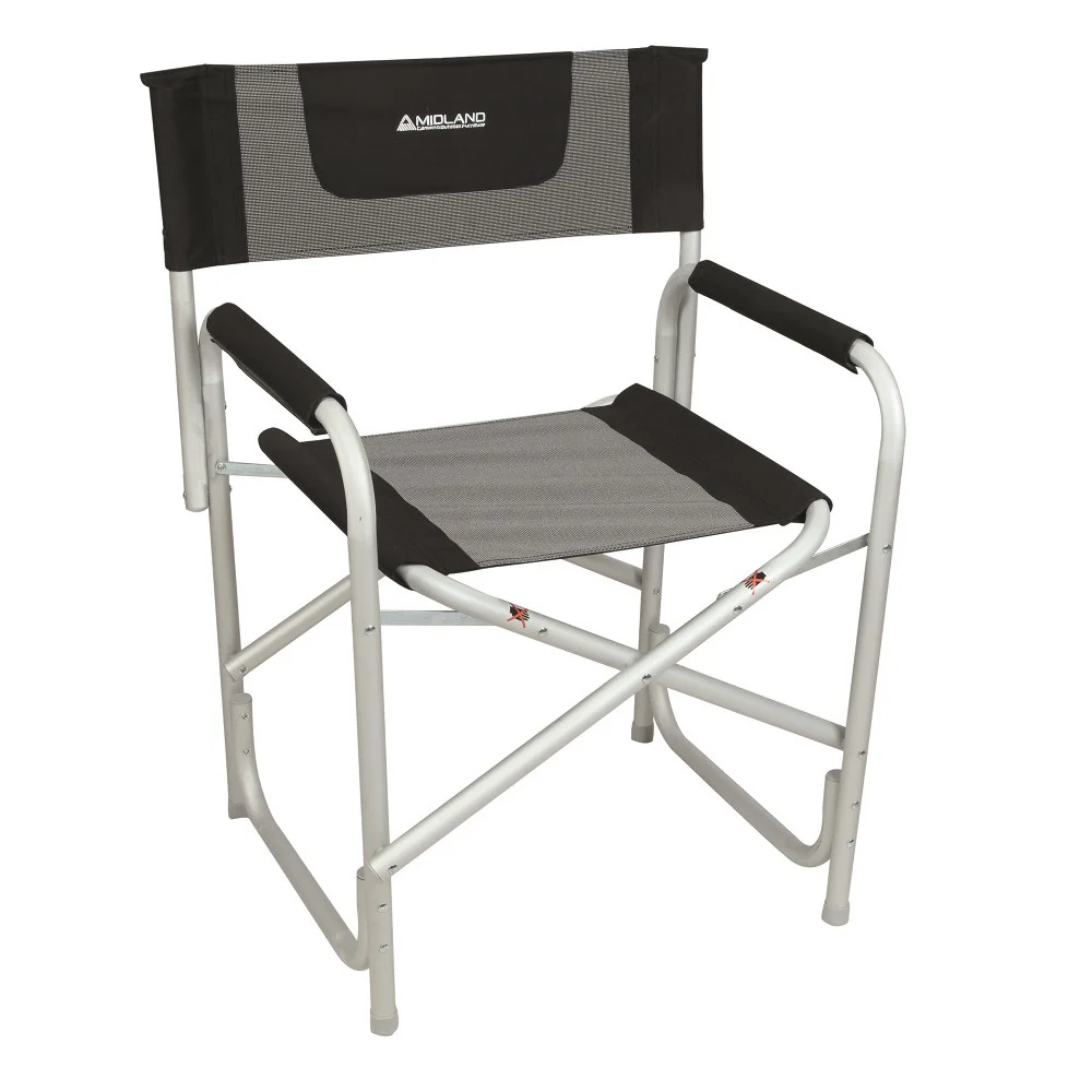 Midland Silla Director gris y negra - Silla plegable de camping