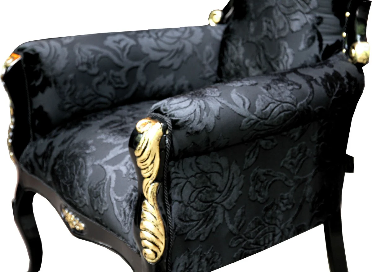 Pomp??s by Casa Padrino sill¨®n barroco de lujo modelo Bergere negro / dorado - sill¨®n barroco Pomp??ser dise?ado por Harald Gl??ckler