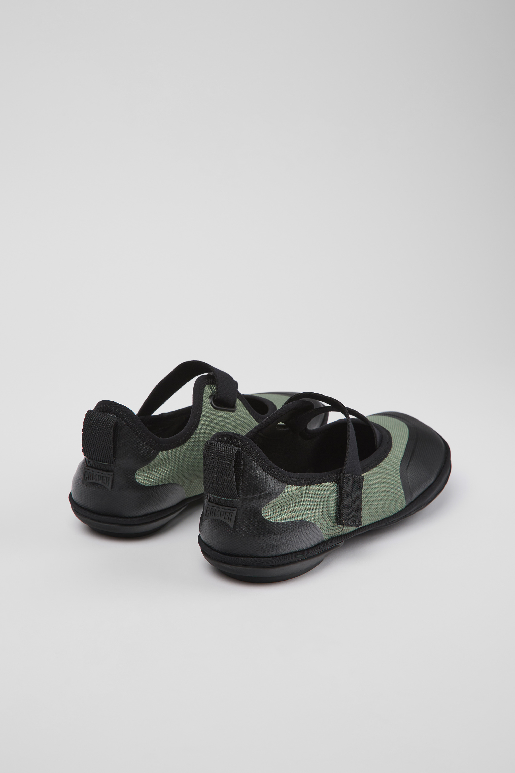 Right - Green textile ballerinas for women