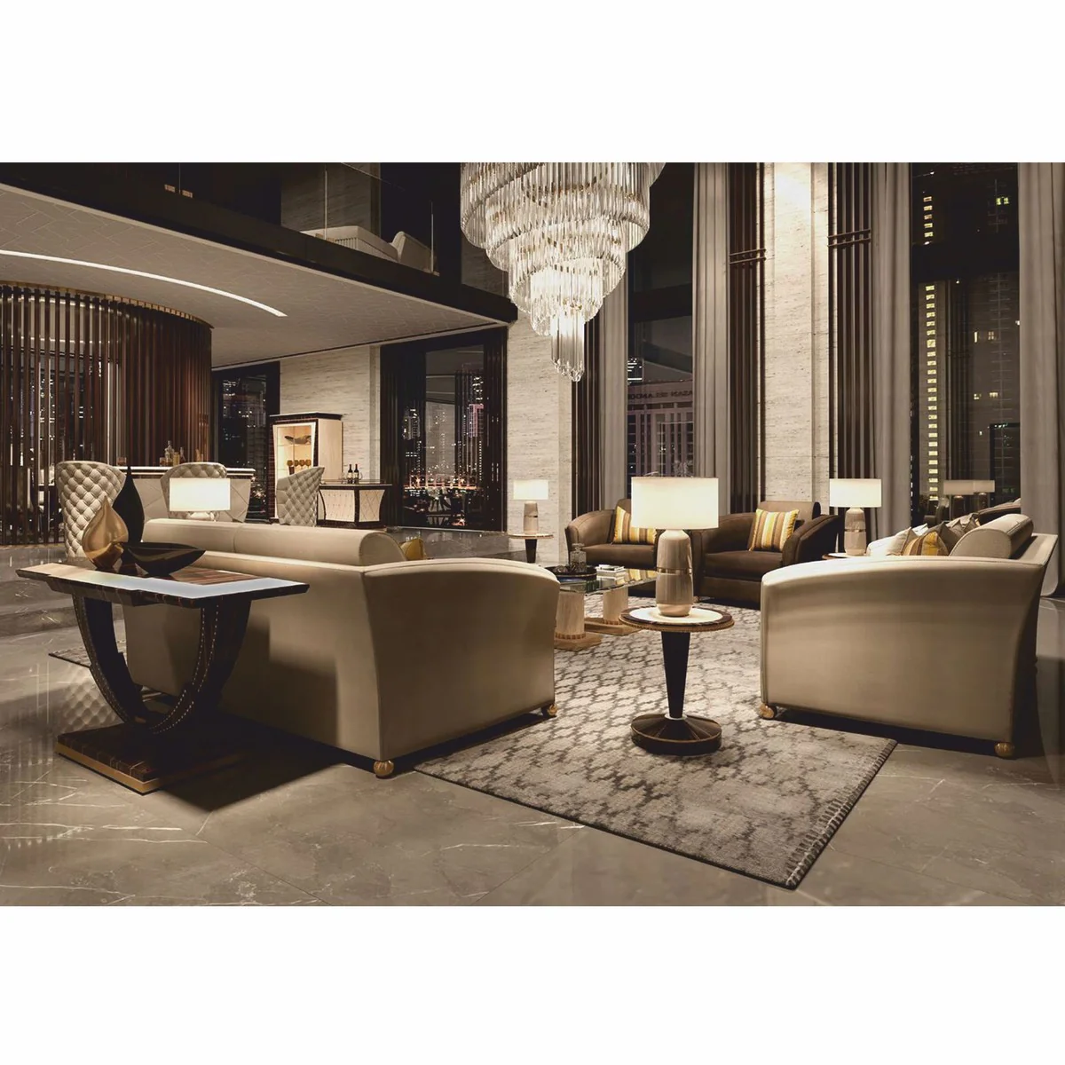 Casa Padrino mesa auxiliar de lujo crema / marr¨®n oscuro / bronce ? 51 x A. 66 cm - Hecho en Italia