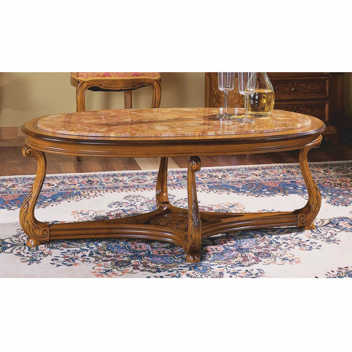 Casa Padrino mesa de centro barroco de lujo marr¨®n / beige 120 cm - Muebles barrocos - Hecho en Italia