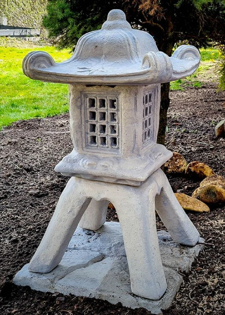 Casa Padrino L¨¢mpara de Jard¨ªn de Estilo Japon¨¦s Pagoda Gris 39 x 39 x A. 71 cm - L¨¢mpara de Jard¨ªn y Terraza - Farol de Jard¨ªn Resistente a la Intemperie - Iluminaci¨®n de Jard¨ªn