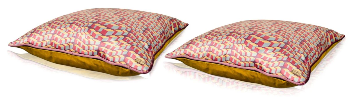 Casa Padrino decorativo cojín set de 2 de la sala de estar multicolores 50 x 50 cm - Colección de Lujo