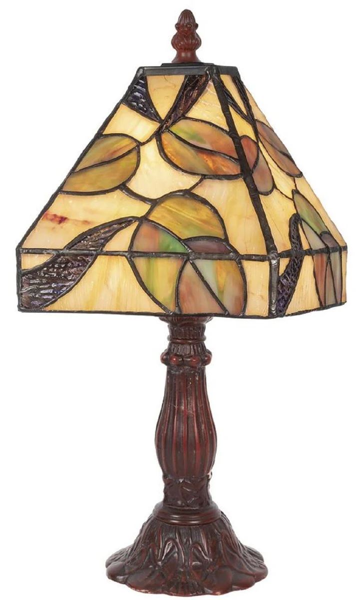 Casa Padrino lámpara de taburete Tiffany de lujo multicolor 15 x 15 x A. 34 cm - Lámpara de escritorio Tiffany - Lámpara de mesa Tiffany - Interior de lujo - Luces de lujo - Luces Tiffany