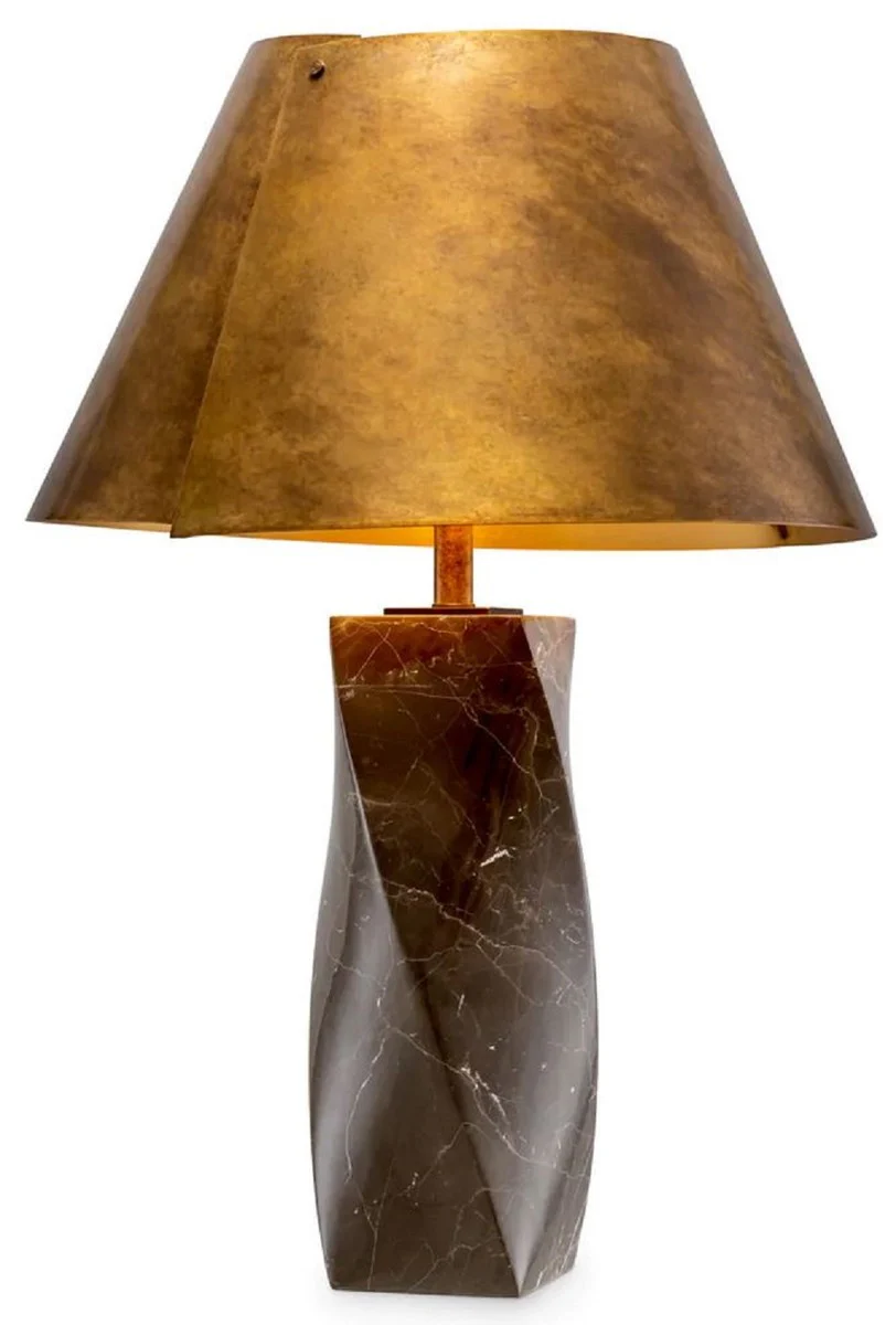 Casa Padrino l¨¢mpara de mesa de m¨¢rmol de lujo con pantalla de metal marr¨®n / lat¨®n vintage ? 53 x A. 78 cm