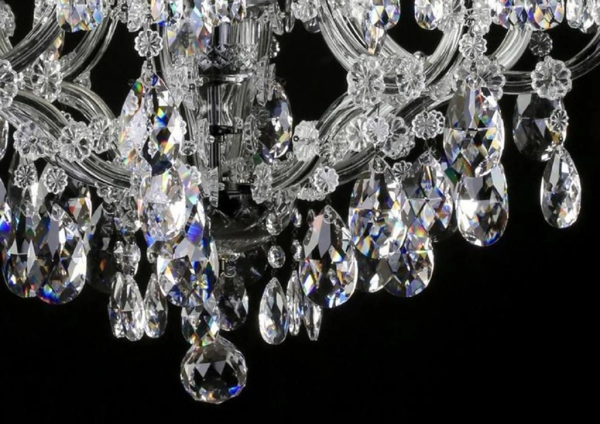 Casa Padrino lámpara de araña barroco de lujo negro Ø 73 x A. 79 cm - Magnífica araña de luces con cristal de Bohemia - Lámpara de Araña de Hotel y Restaurante