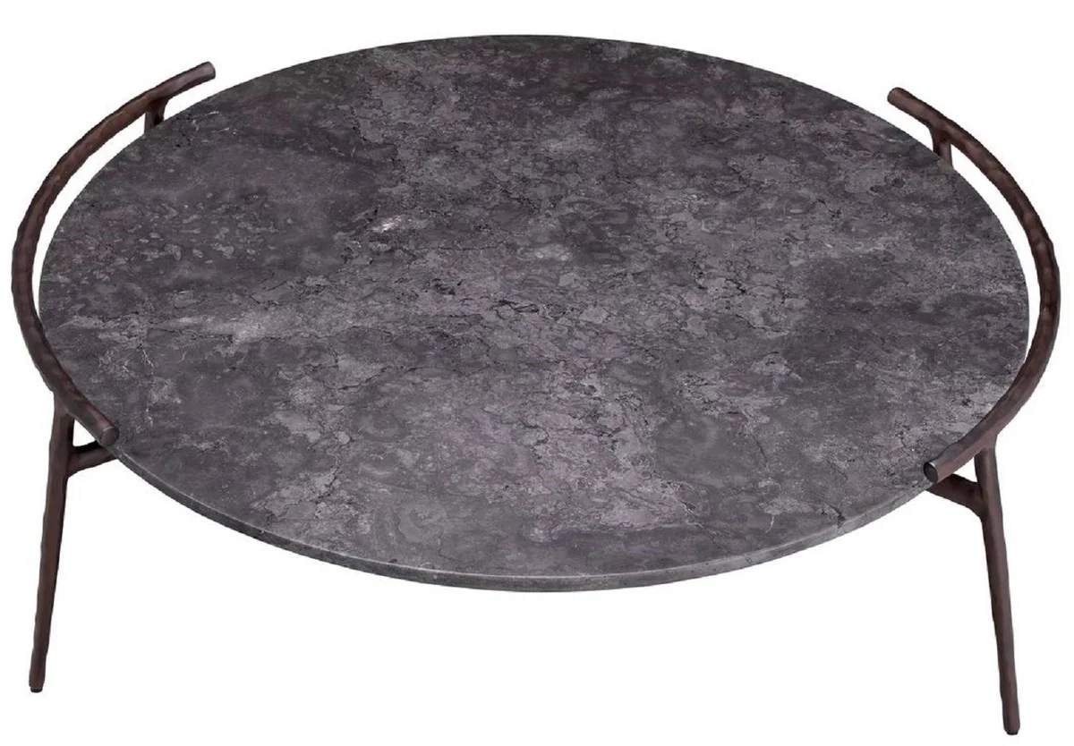 Casa Padrino mesa de centro de lujo gris / bronce ? 106 x A. 35,5 cm - Mesa de sal¨®n de aluminio con tapa de m¨¢rmol - Muebles de sal¨®n de lujo - Interiores de sal¨®n de lujo