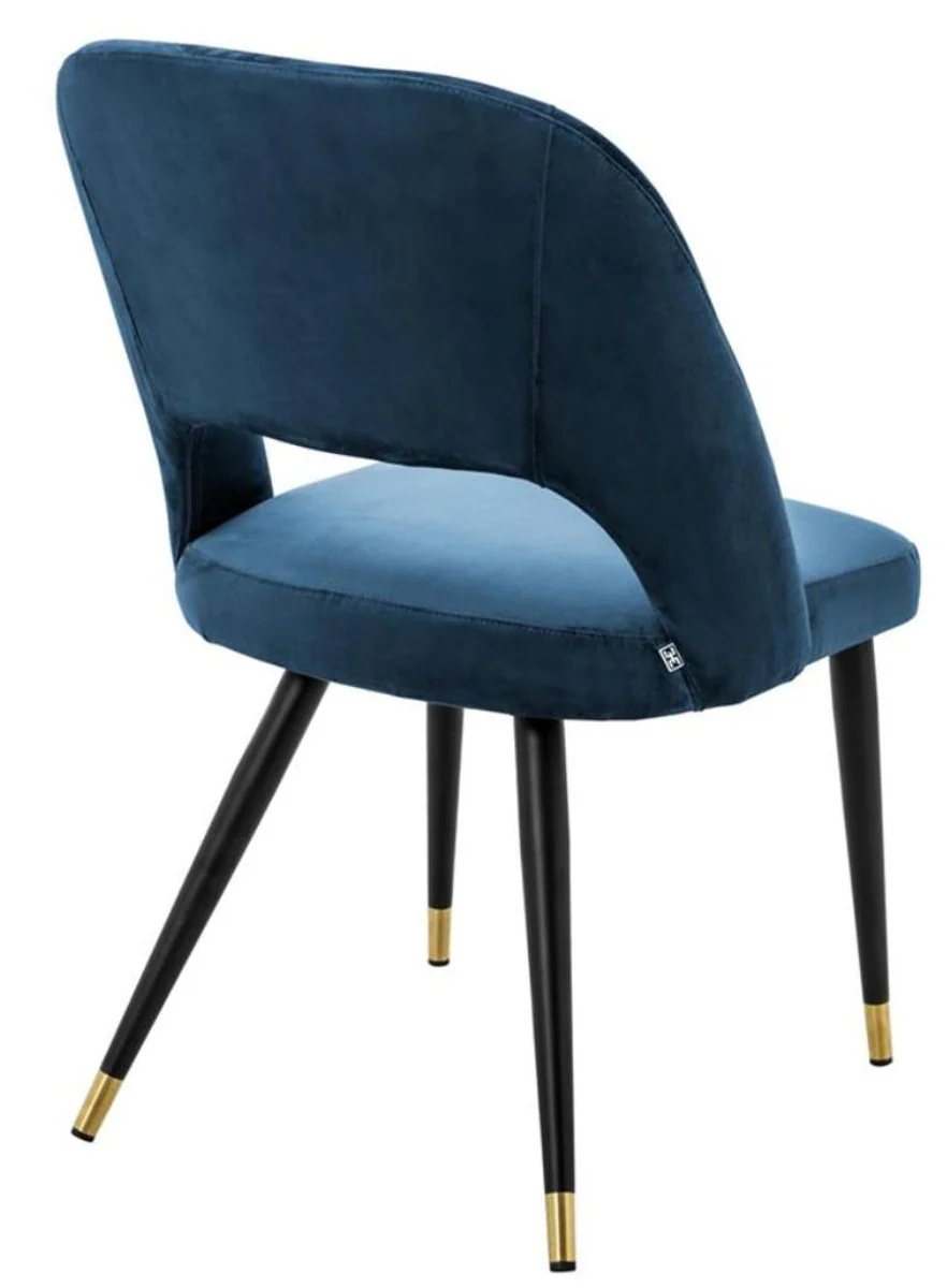 Casa Padrino luxury dining chair blue / black 52 x 58 x H. 85 cm - Luxury Dining Room Furniture