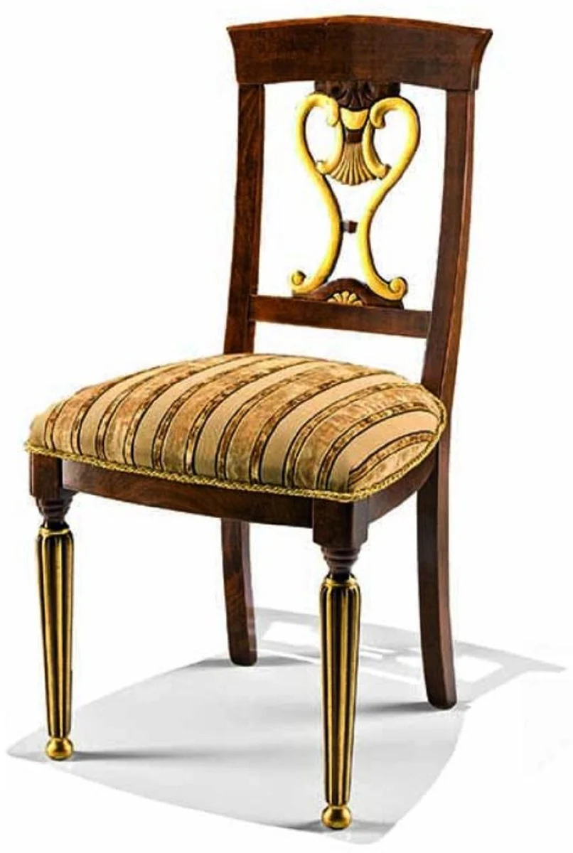 Casa Padrino Silla de Comedor Barroco de Lujo Marrón / Oro - Muebles Barrocos - Hecho en Italia