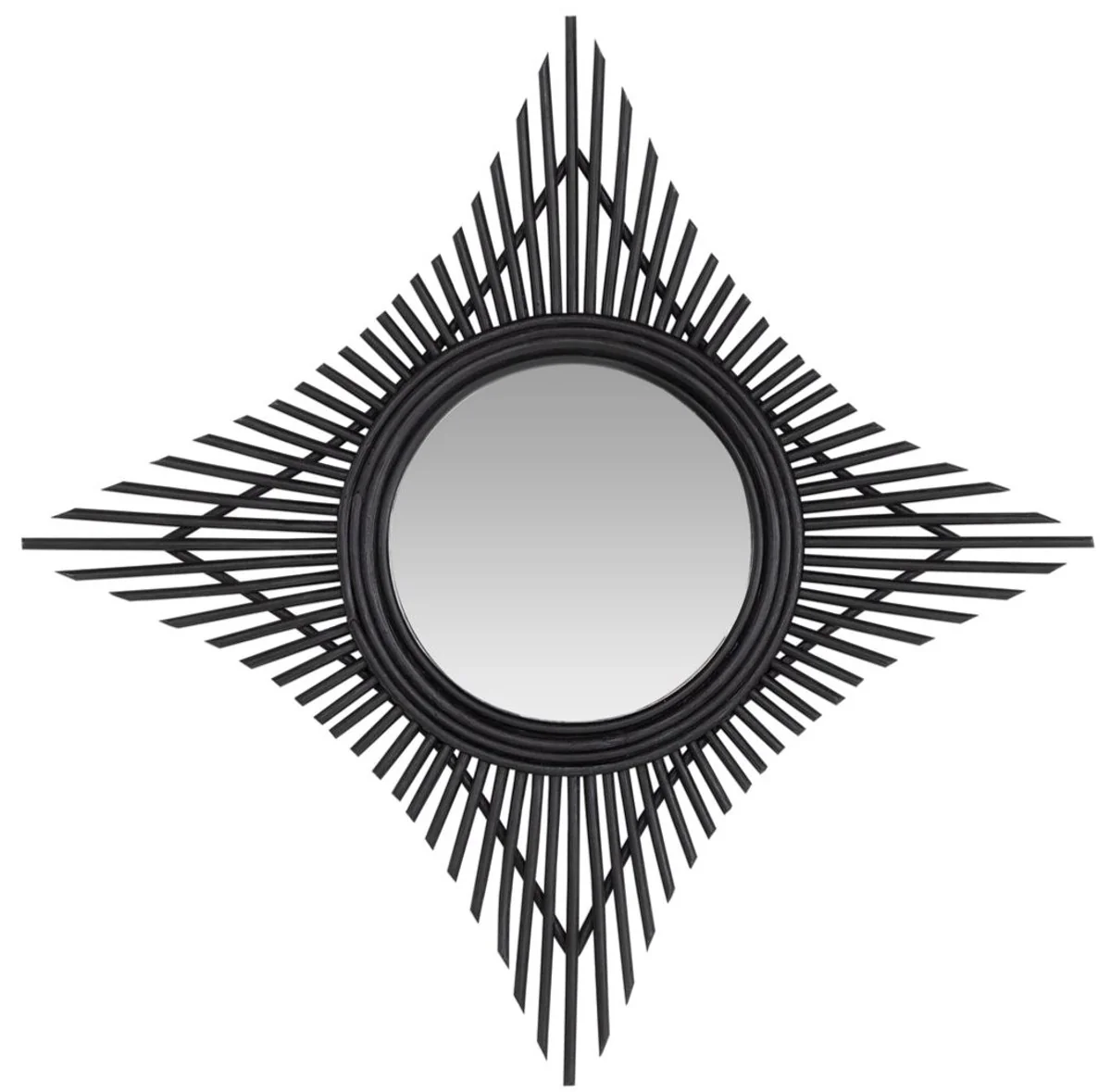 Casa Padrino espejo de mimbre de dise?o negro 70 x 3,5 x H. 70 cm - Deco Accesorios