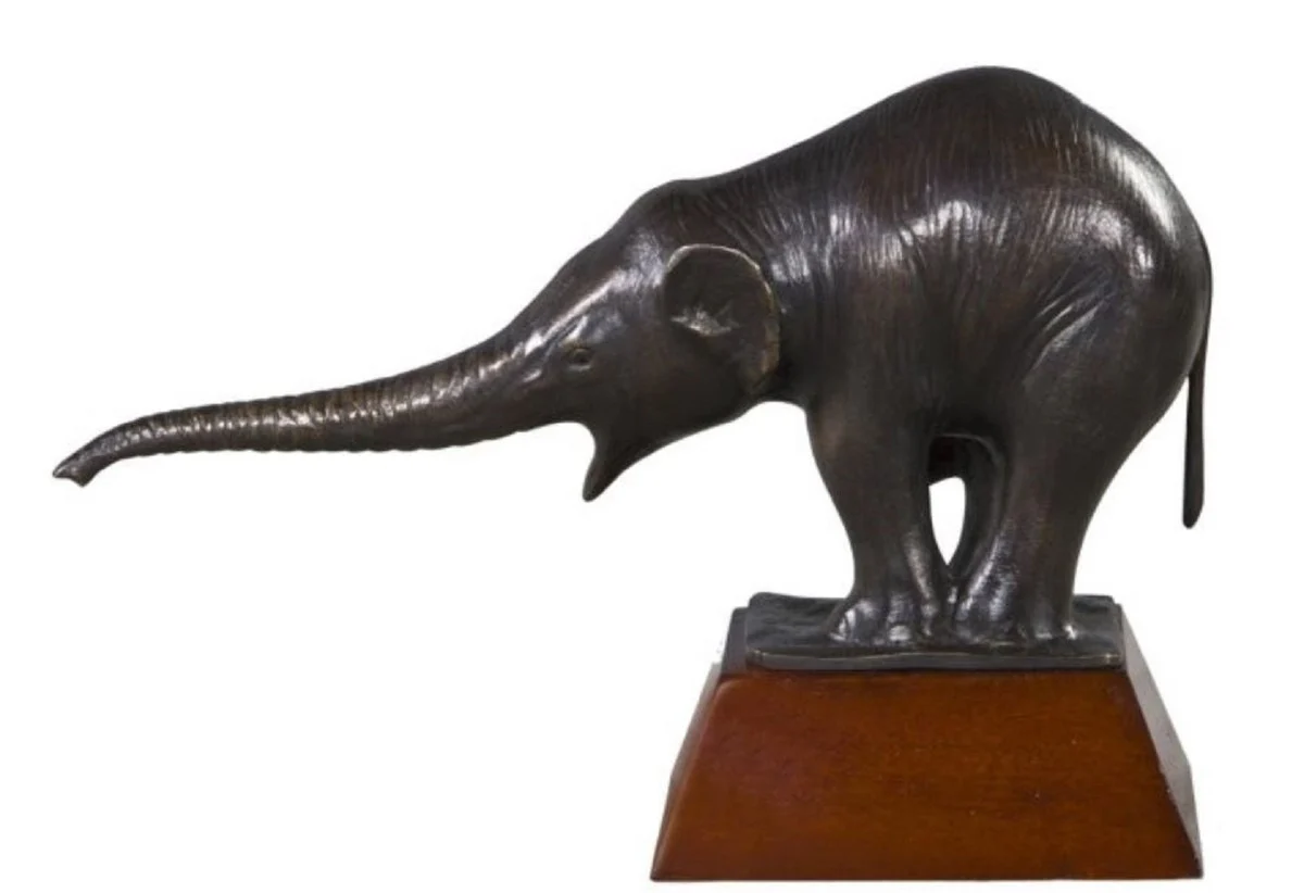 Casa Padrino figura de bronce de lujo con base de madera elefante bronce / marrón 42 x 17 x H. 29 cm - Decoración de Lujo