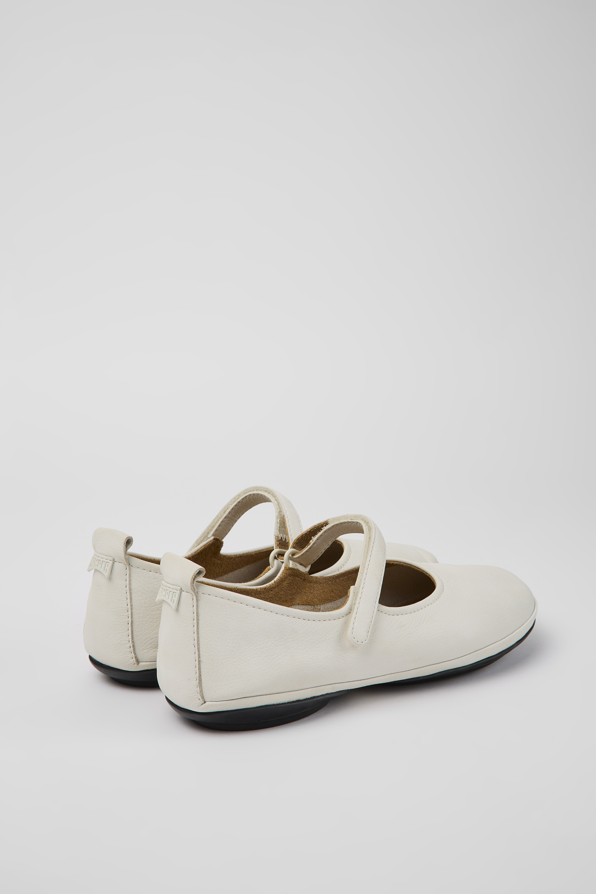 Right - White leather ballerinas for women