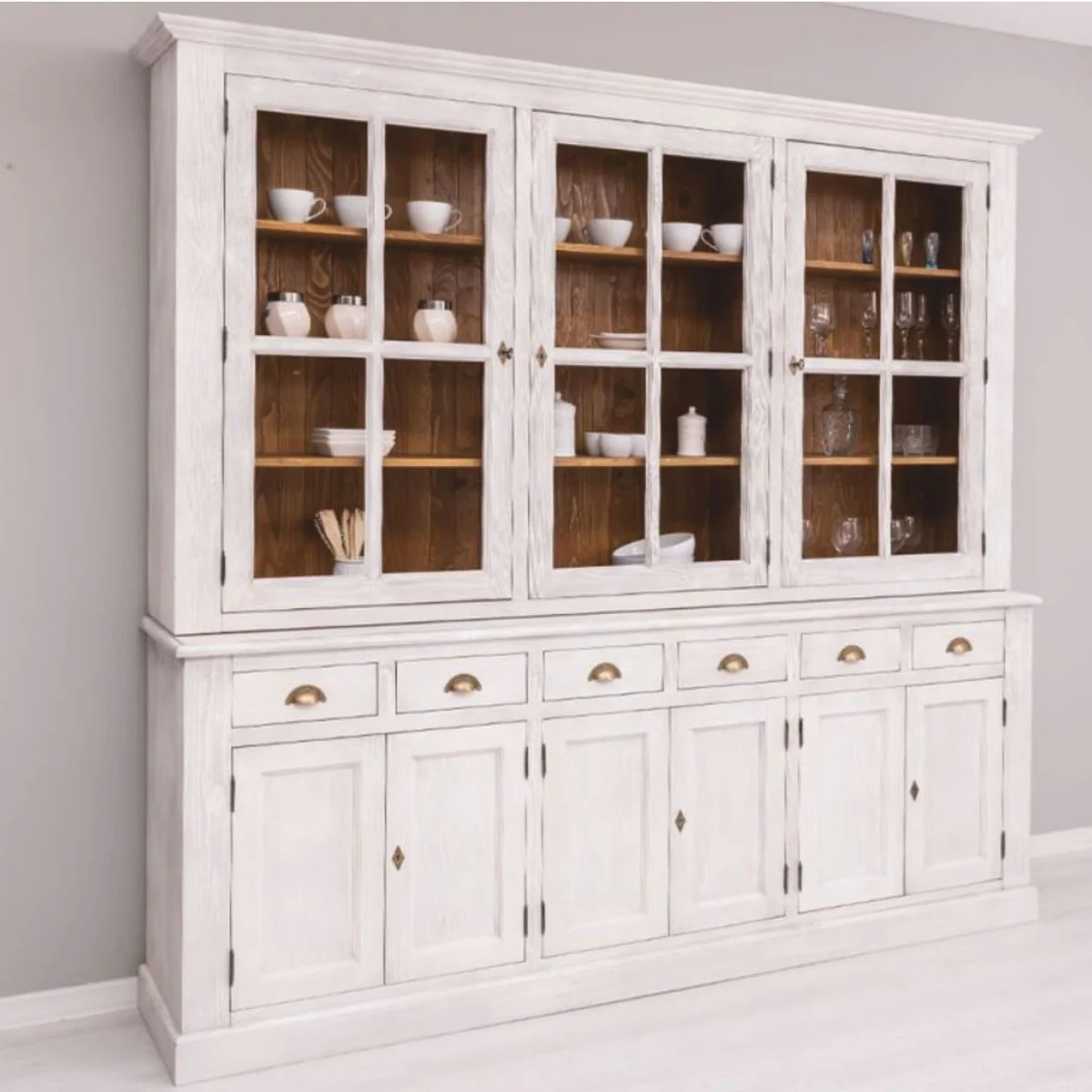 Casa Padrino armario de comedor de estilo campestre gris claro / marr¨®n 245 cm - Muebles de comedor