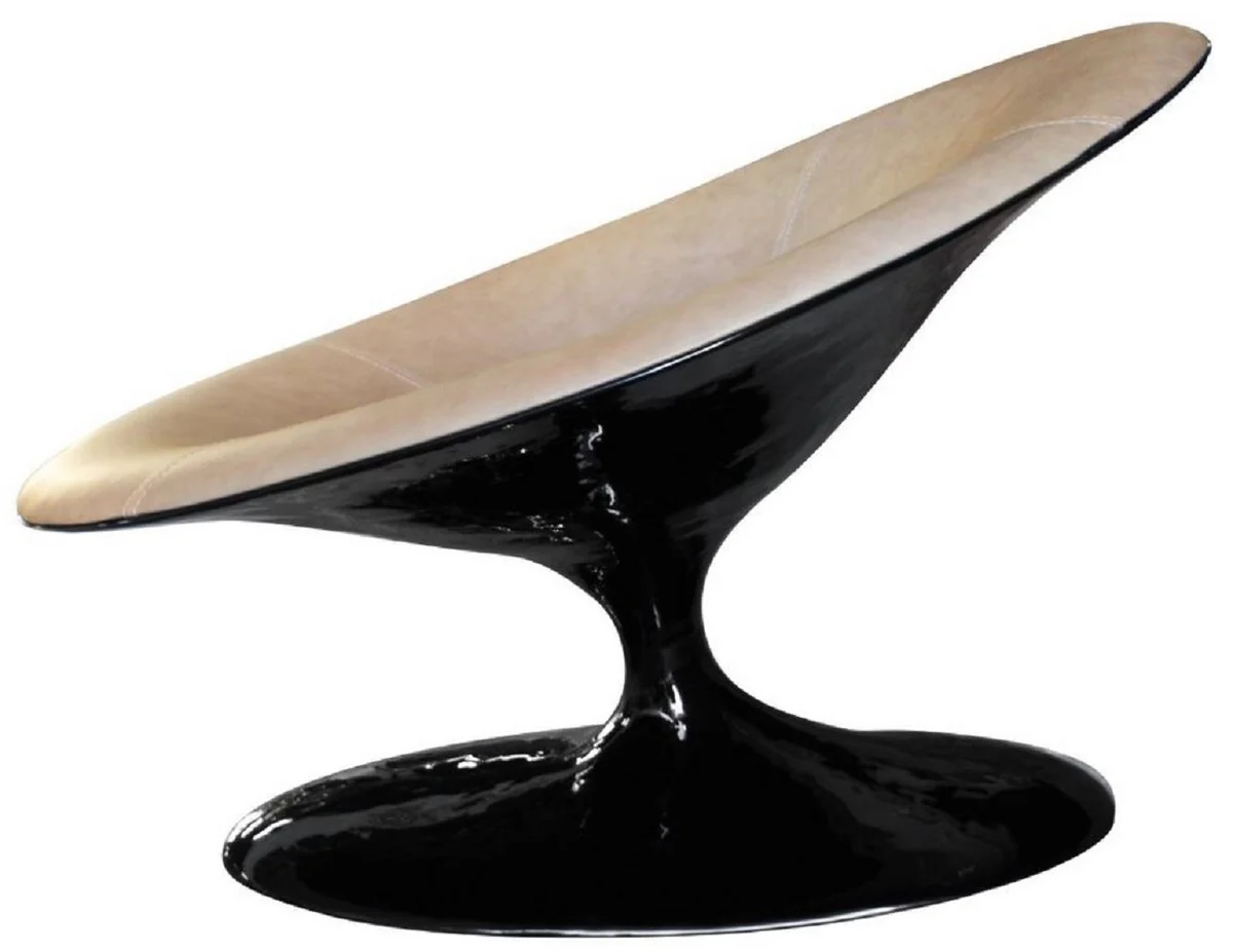 Casa Padrino sill¨®n de dise?o negro brillante / beige 86 x 110 x A. 70 cm - Sill¨®n de sal¨®n - Sill¨®n de hotel - Muebles de dise?o - Calidad de Lujo