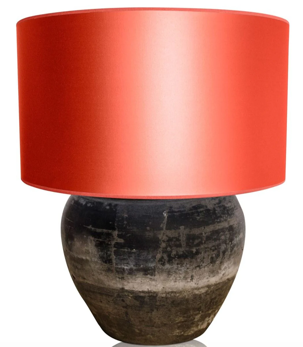 Casa Padrino lámpara de mesa de terracota de lujo gris / naranja Ø 60 x H. 72 cm - Muebles de Lujo