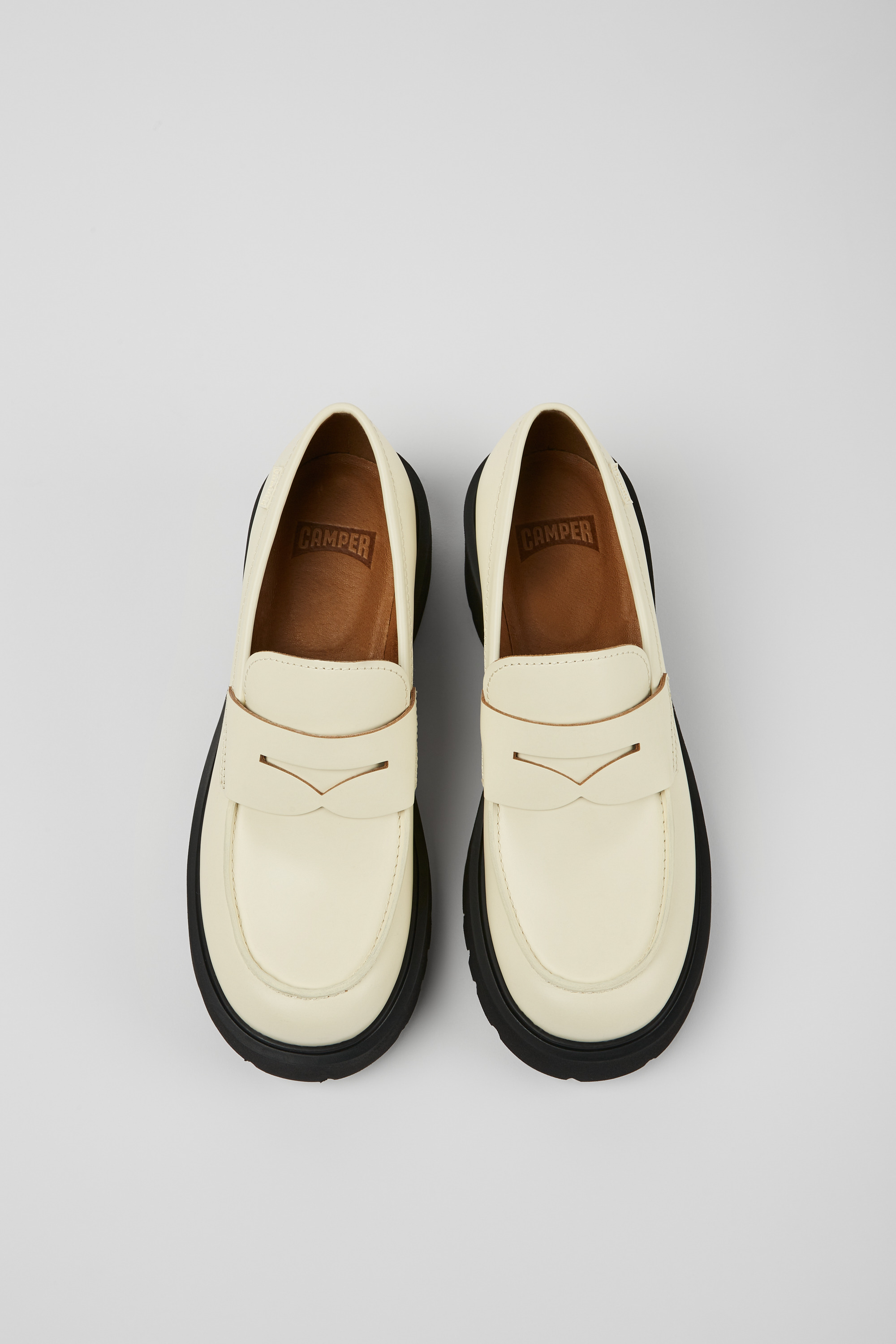 Milah - White leather loafers for women