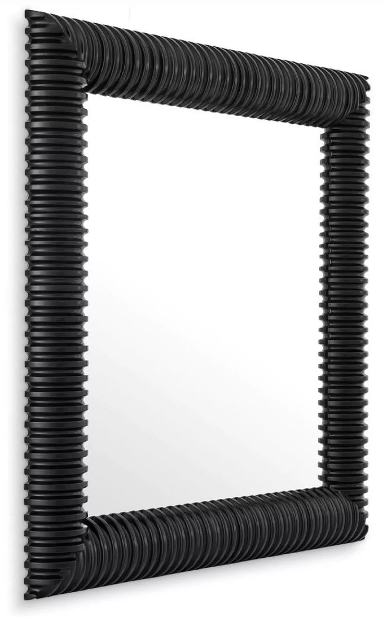 Casa Padrino espejo de pared de lujo negro 100 x 6 x A. 100 cm - Espejo cuadrado con marco de caoba de alta calidad - Espejo de sal¨®n - Espejo de dormitorio - Espejo de armario - Muebles de Lujo