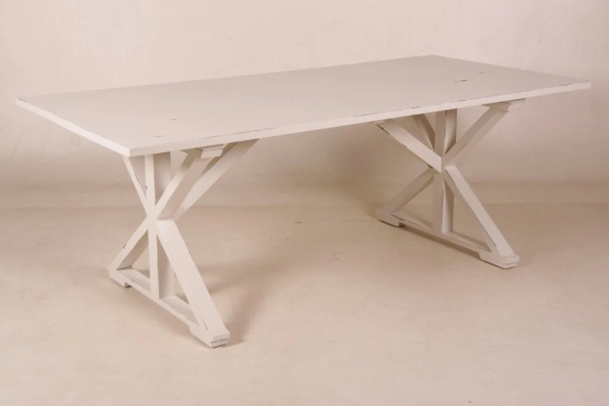 Casa Padrino Vintage teak dining table antique style white 210 x 100 cm - country-style table teak