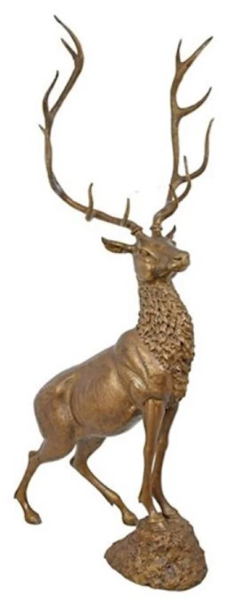 Casa Padrino escultura decorativa de bronce de lujo ciervo 98 x 80 x A. 220 cm - Enorme escultura de bronce - Figura animal tama?o natural - Figura de ciervo XXL - Escultura de jard¨ªn XXL