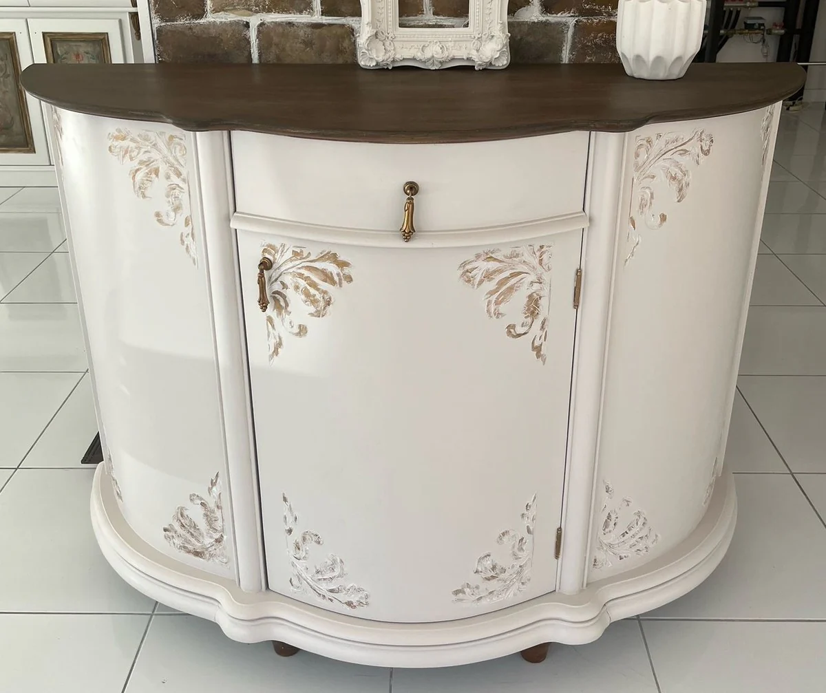 Casa Padrino aparador barroco de lujo crema / marrón - Gabinete de madera maciza de estilo barroco con cajón y puerta - Muebles de lujo en estilo barroco - Muebles barrocos - Noble y Magnífico