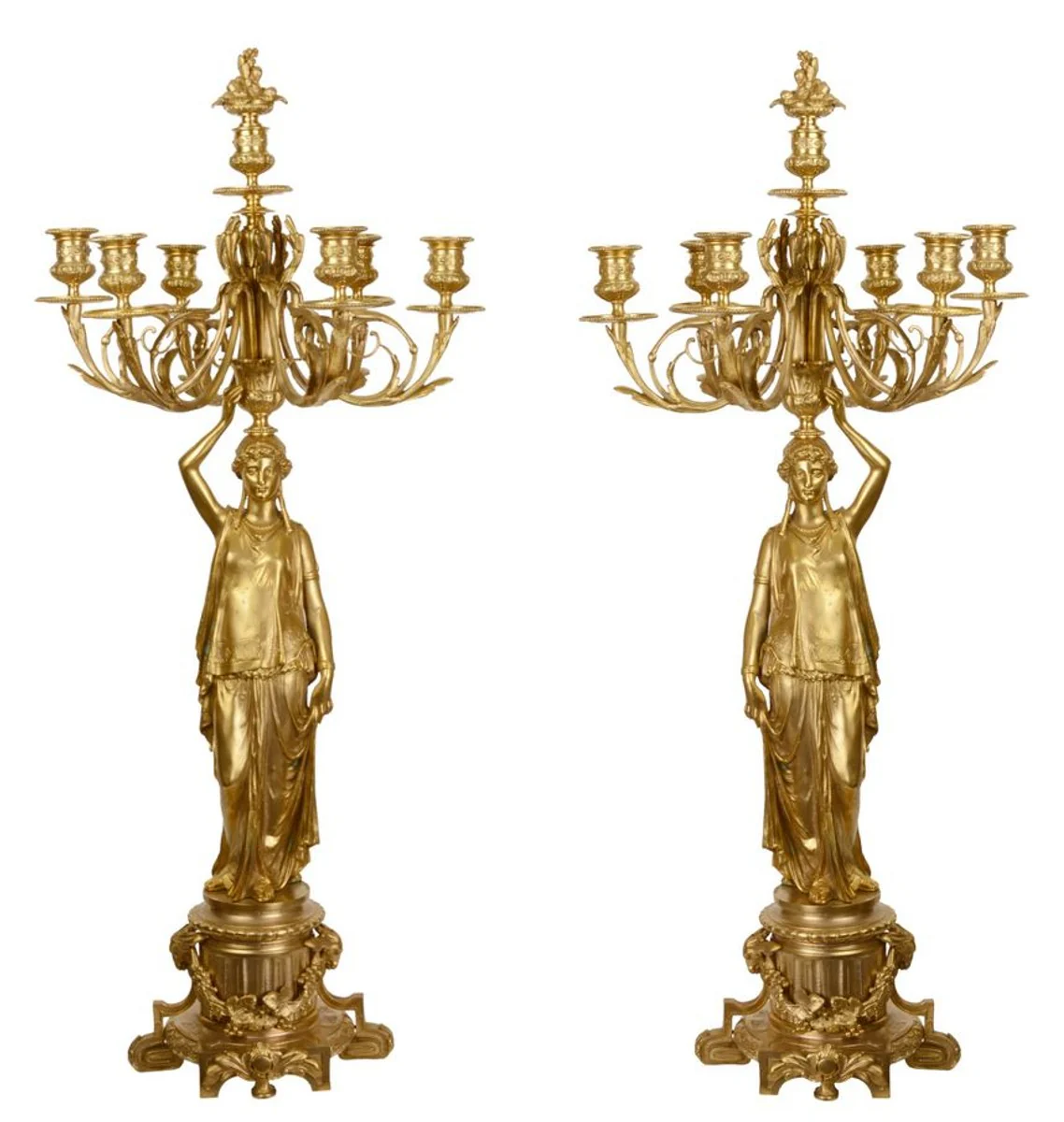 Casa Padrino Juego de Candelabro barroco Oro 37,5 x 32,5 x H. 86 cm - Elegante y Suntuoso