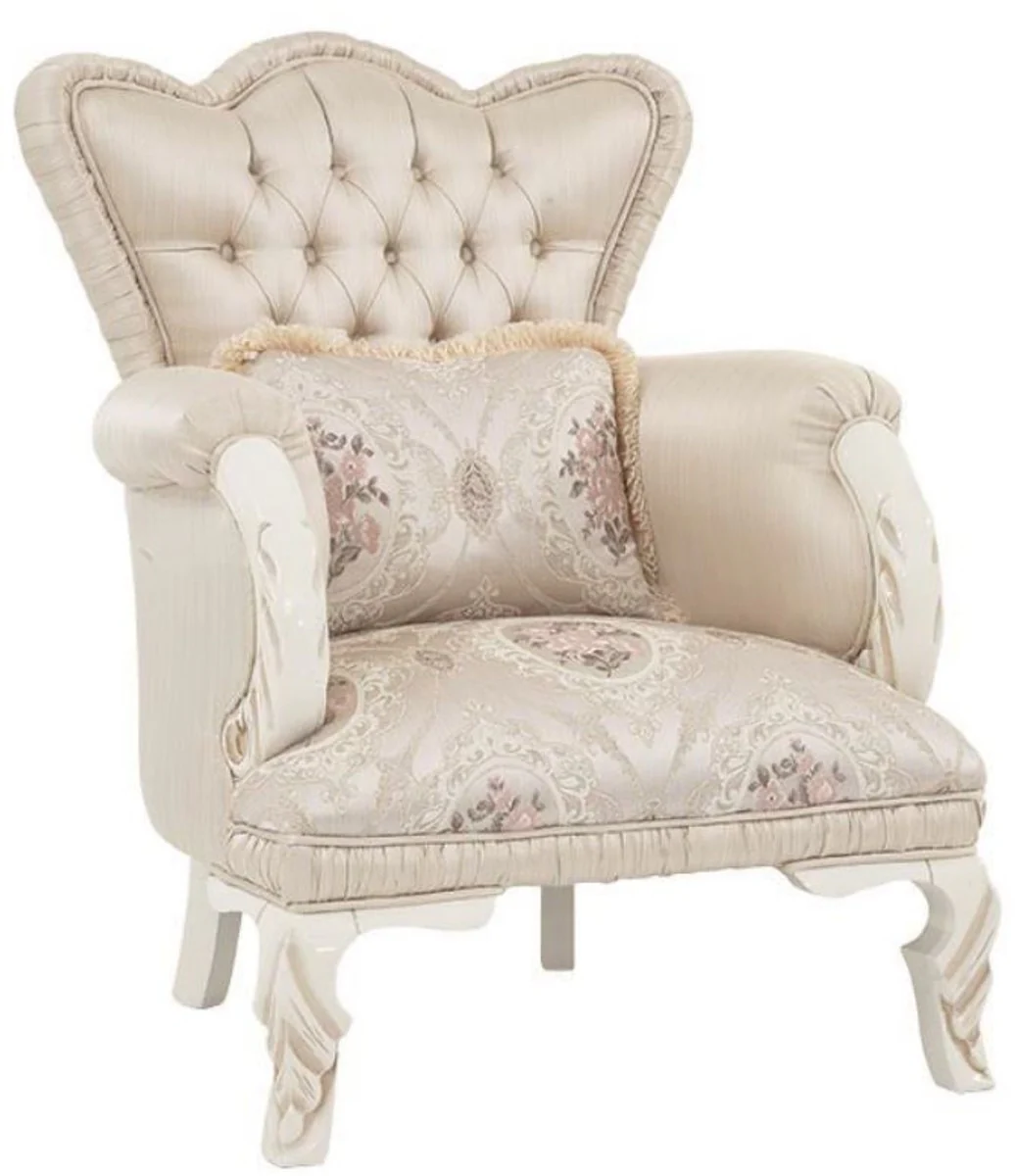 Casa Padrino conjunto de sal¨®n barroco de lujo beige / crema / rosa - 2 Sof¨¢s y 2 Sillones - Muebles de Sala de Estilo Barroco - Noble y Adornado
