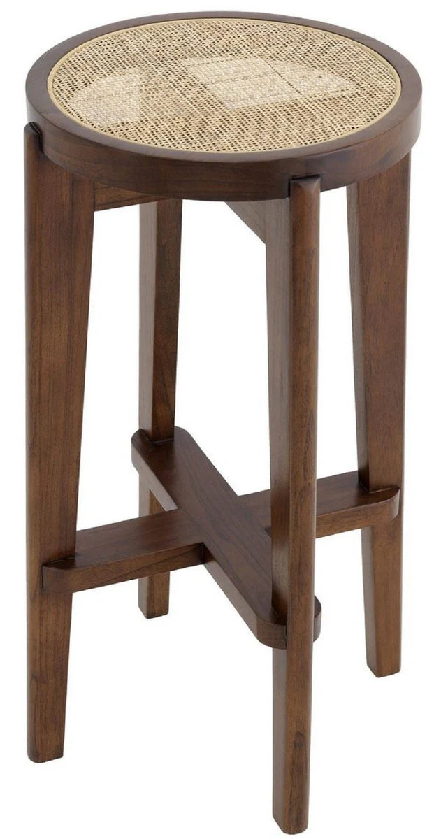 Casa Padrino taburete de bar de lujo marr¨®n / natural ? 44 x A. 76,5 cm - Taburete redondo de madera maciza - Muebles de Bar