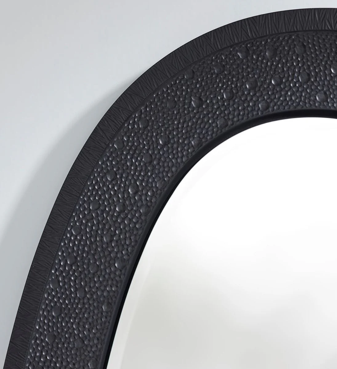 Casa Padrino espejo de lujo negro 89 x 5 x A. 170 cm - Elegante espejo de pared ovalado - Espejo de armario - Espejo de sal¨®n - Accesorios de decoraci¨®n de lujo