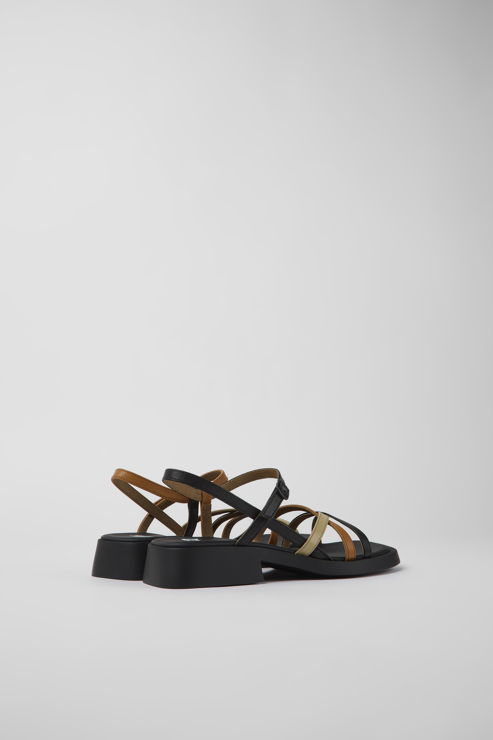 Twins - Black and brown leather sandals for women