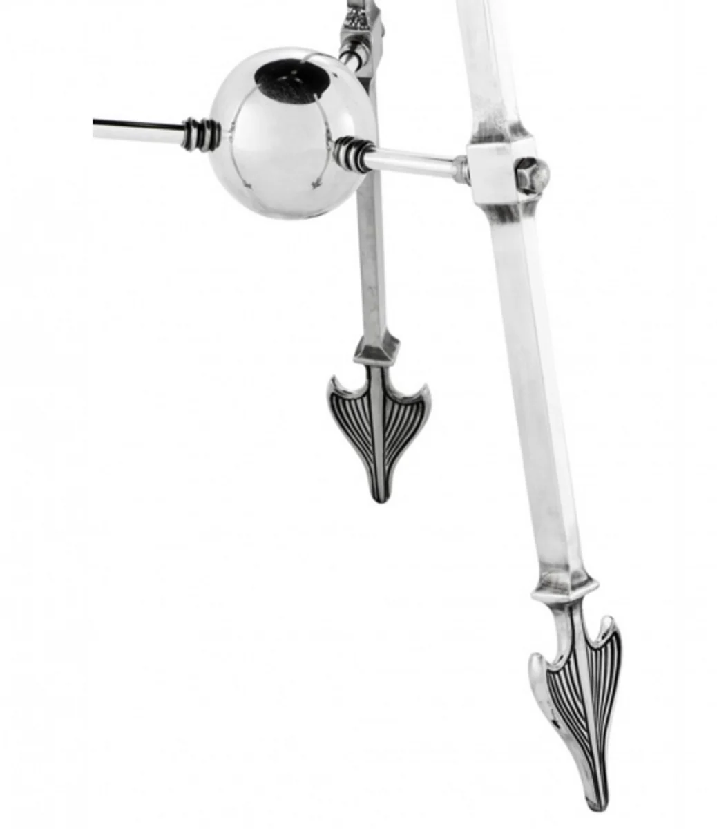 Casa Padrino luxury art deco designer side table antique silver with black glass - Luxury Table