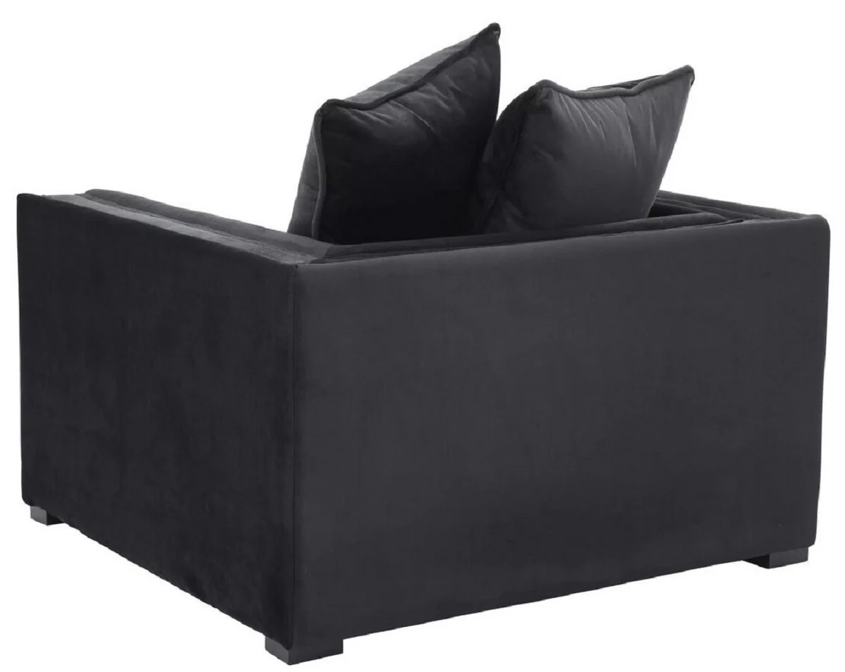 Casa Padrino sill¨®n de lujo con 2 cojines negro 112 x 106 x A. 83 cm - Sill¨®n de sal¨®n - Sill¨®n de hotel - Muebles de sal¨®n - Muebles de hotel - Muebles de lujo - Interiores de lujo