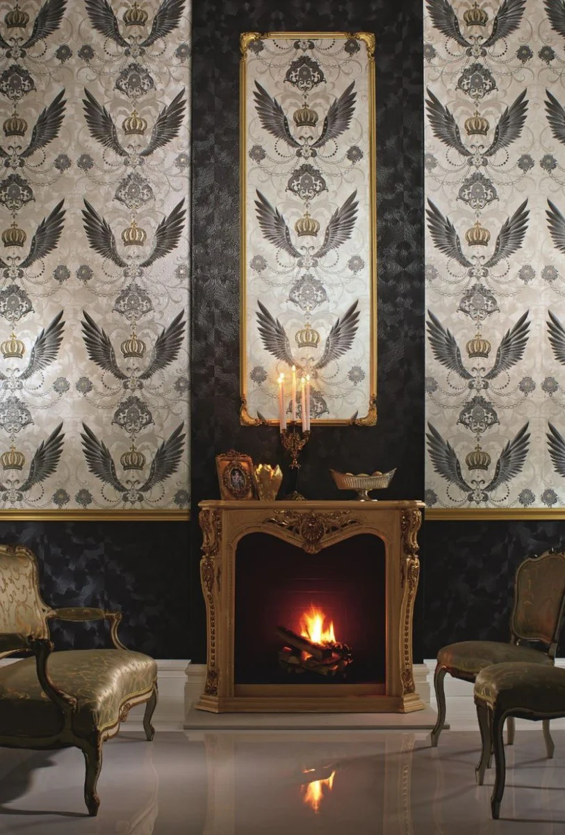 Harald Gl??ckler Designer Baroque Non-Woven Wallpaper 54466 - Black / Anthracite / Metallic