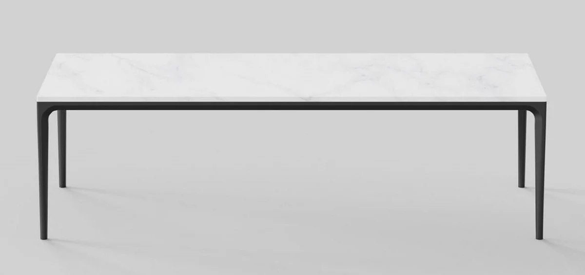 Casa Padrino mesa de comedor de lujo con tablero de m¨¢rmol artificial blanco / negro mate 240 cm