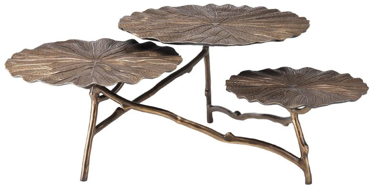 Casa Padrino mesa de centro de dise?o lat¨®n antiguo A. 37 cm - Mesa de sal¨®n de aluminio con 3 tableros de mesa - Muebles de sal¨®n de lujo