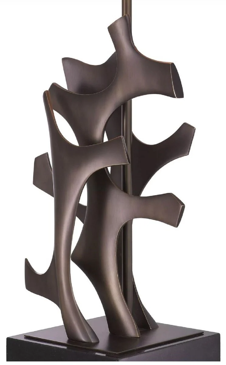 Casa Padrino lámpara de mesa de lujo bronce / negro / crema 35 x 35 x A. 85,5 cm - Lámpara de escritorio con pantalla cuadrada - Lámparas de mesa de lujo - Lámparas de escritorio de lujo