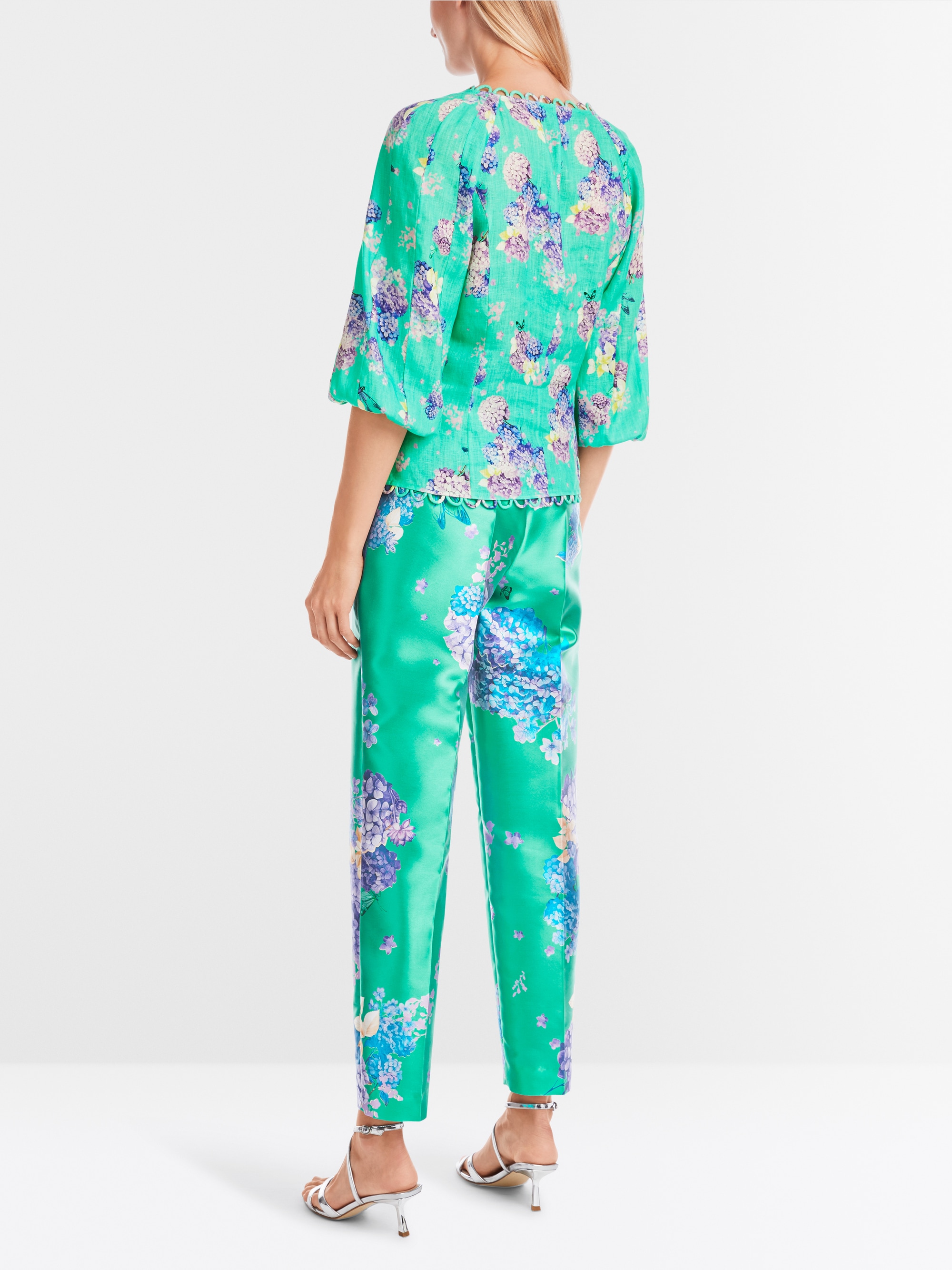 Marc-Cain Fitted linen blouse with print