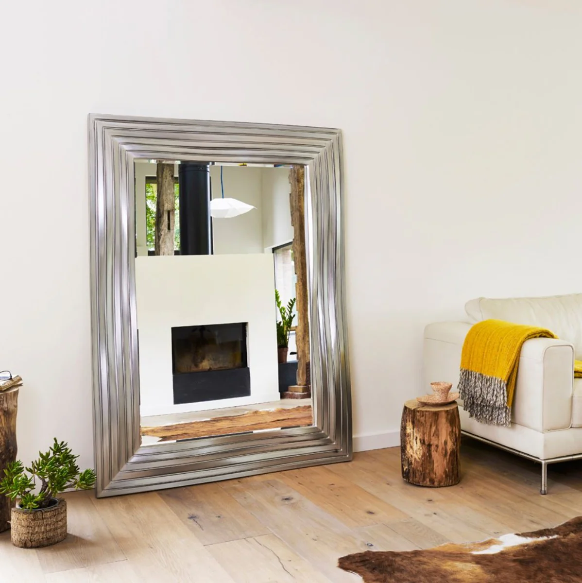 Casa Padrino espejo de pared de lujo plata 118 x H. 158 cm - Accesorios de la Sala de Estar