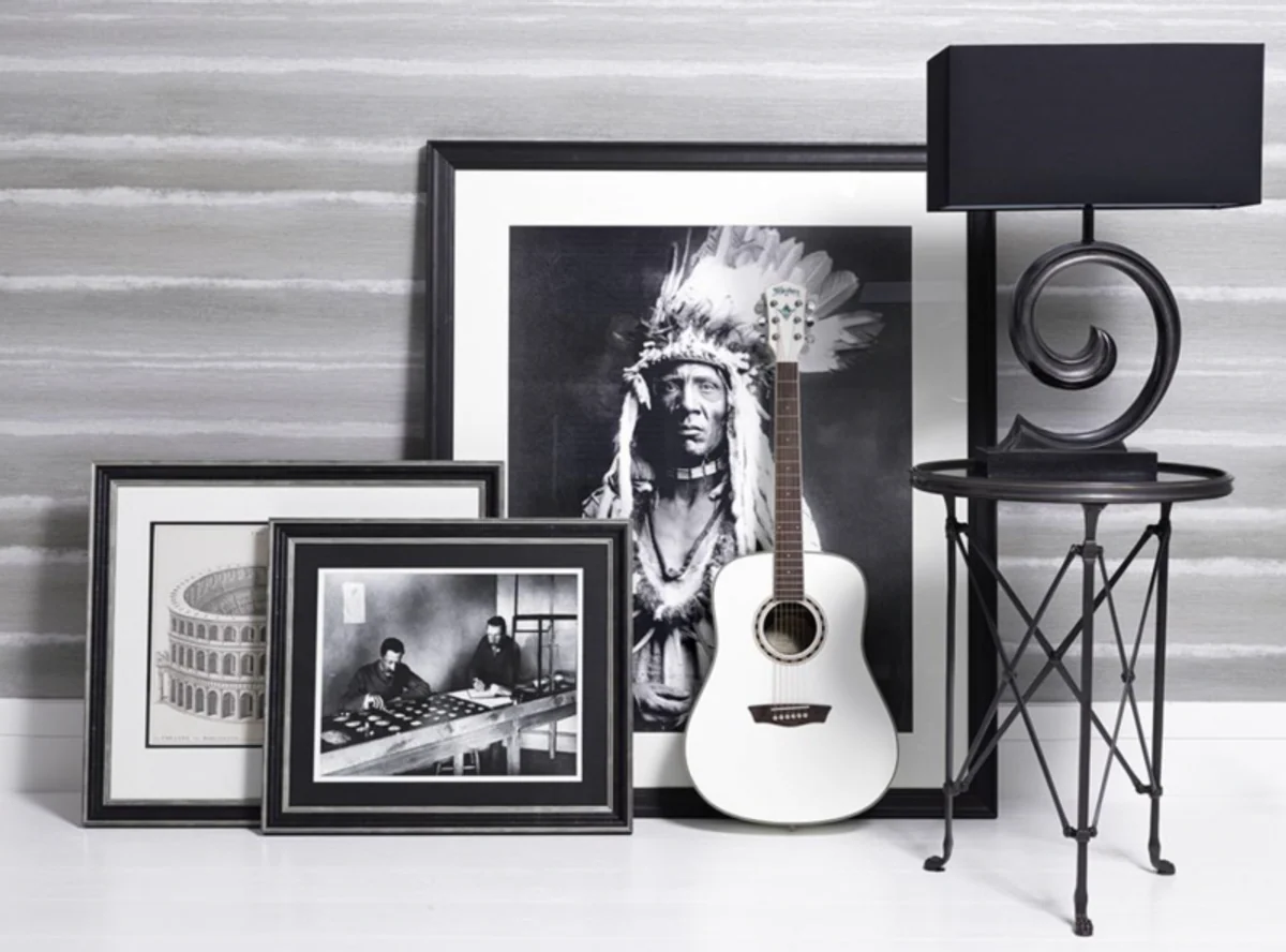 Casa Padrino luxury art deco designer side table gunmetal 42 x H. 55 cm - Luxury Table