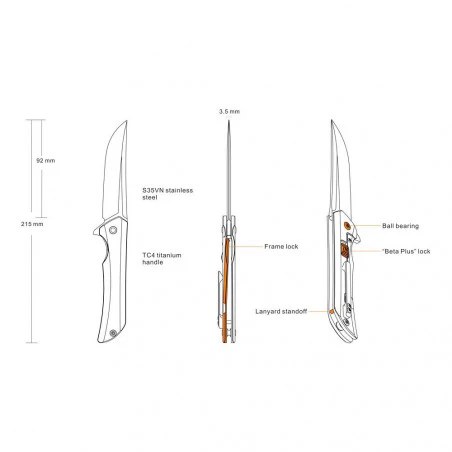 Ruike M121-TZ tratamiento criogénico – Navaja plegable de bolsillo