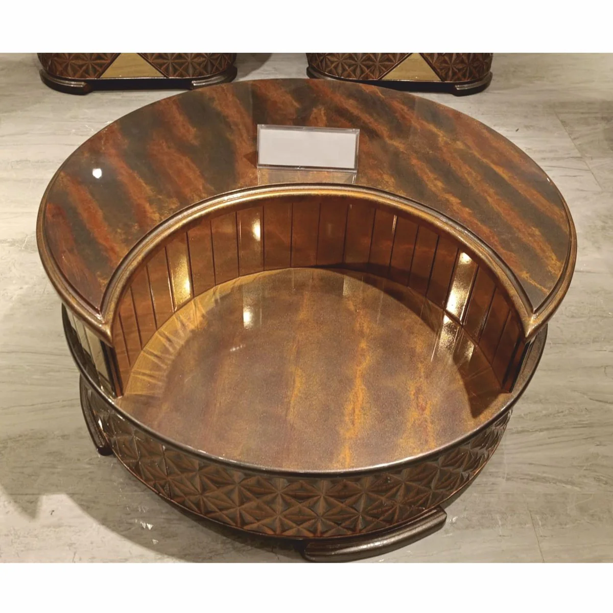 Casa Padrino mesa de centro Art Deco de lujo cobre / gris / oro ? 104 cm - Muebles de sal¨®n