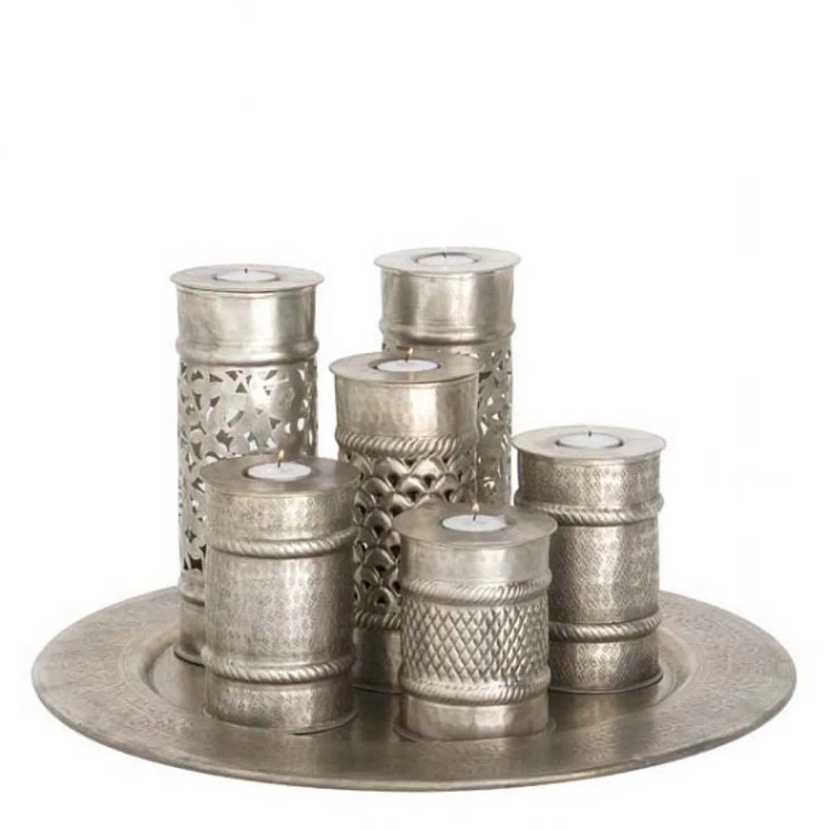 Massive luxury Candle Antique style silver Marrakech Medium 50cm