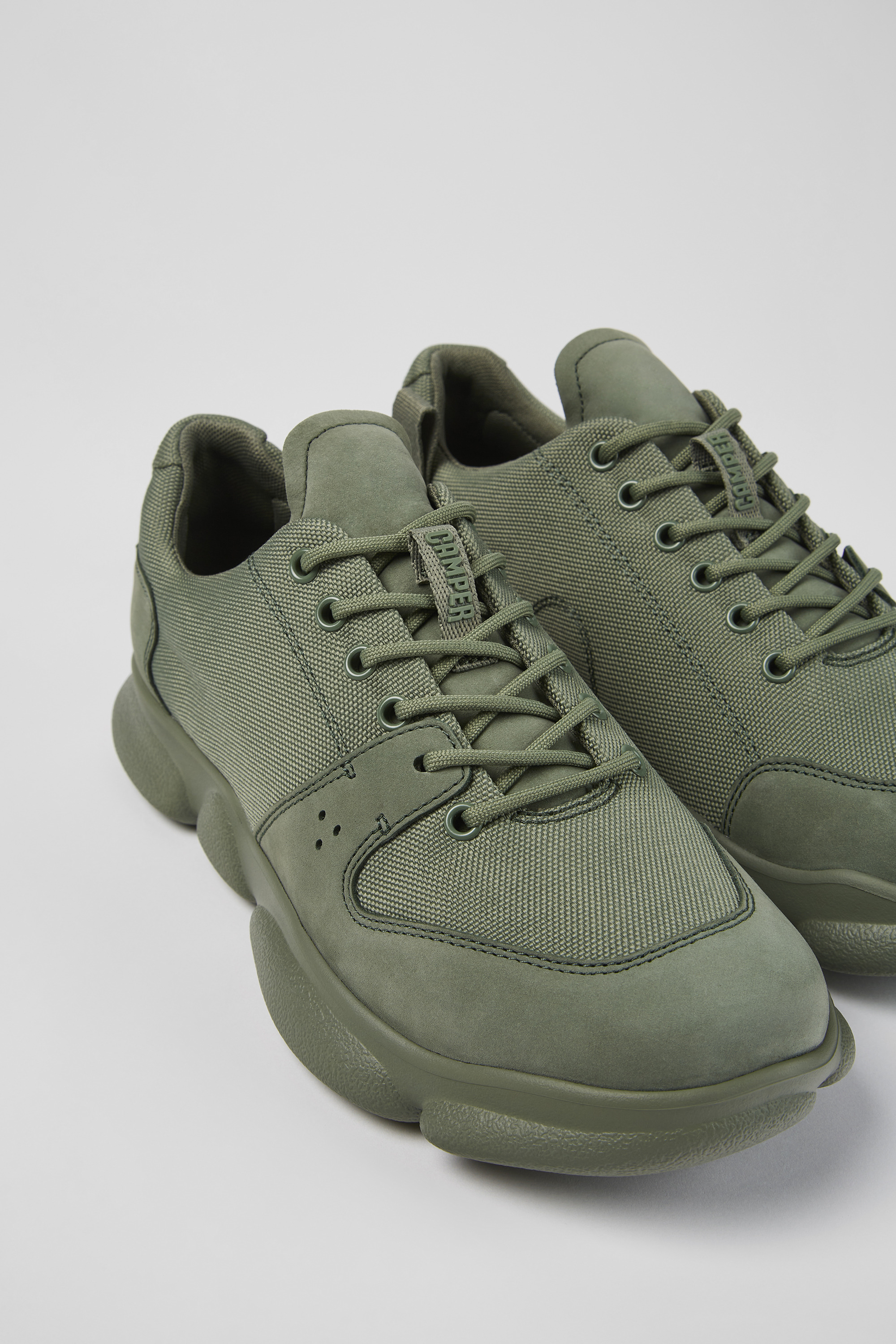 Karst - Green leather and recycled PET sneakers for men